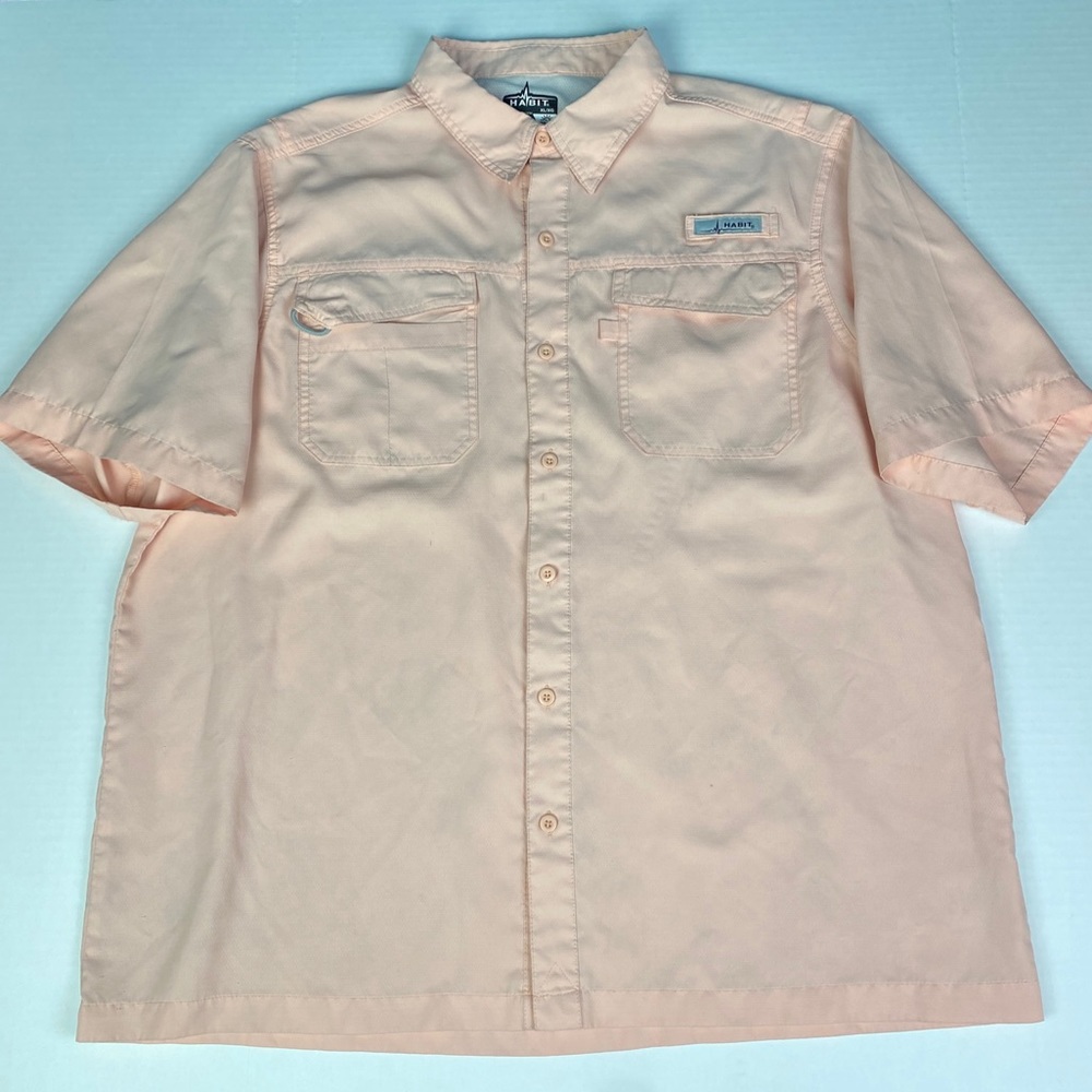 Habit Fishing Men XL Shirt Peach Short Sleeve Vented Lightweight Outdoor Preppy